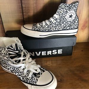 Brand New, Never Worn. Kids 6 Converse Black/White Cheetah and Zebra Print